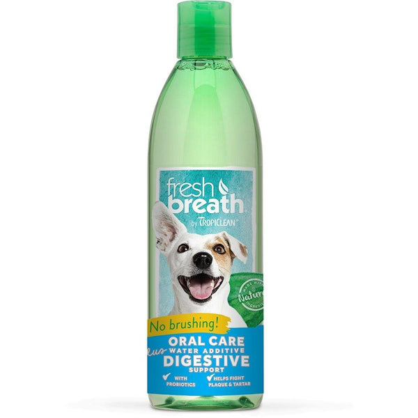 Tropiclean Fresh Breath Oral Care Water Additive for Dogs (Digestive Support), 16 oz - Happy Hoomans