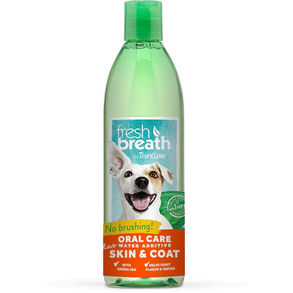 Tropiclean Fresh Breath Oral Care Water Additive for Dogs (Skin & Coat), 16 oz - Happy Hoomans