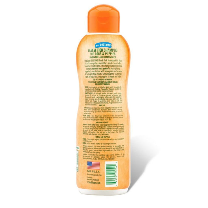 Tropiclean Natural Flea & Tick Dog Shampoo (Plus Soothing), 20oz - Happy Hoomans