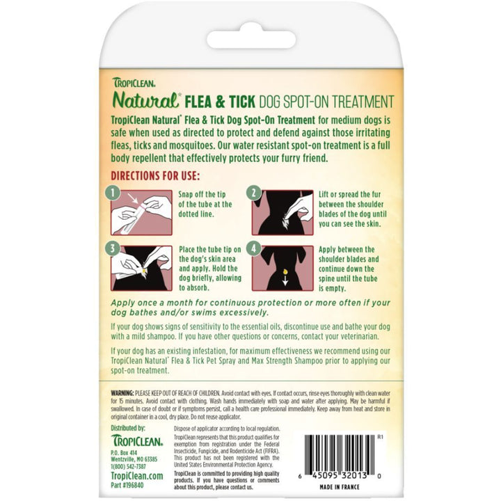 Tropiclean Natural Flea & Tick Dog Spot-on Treatment - Happy Hoomans