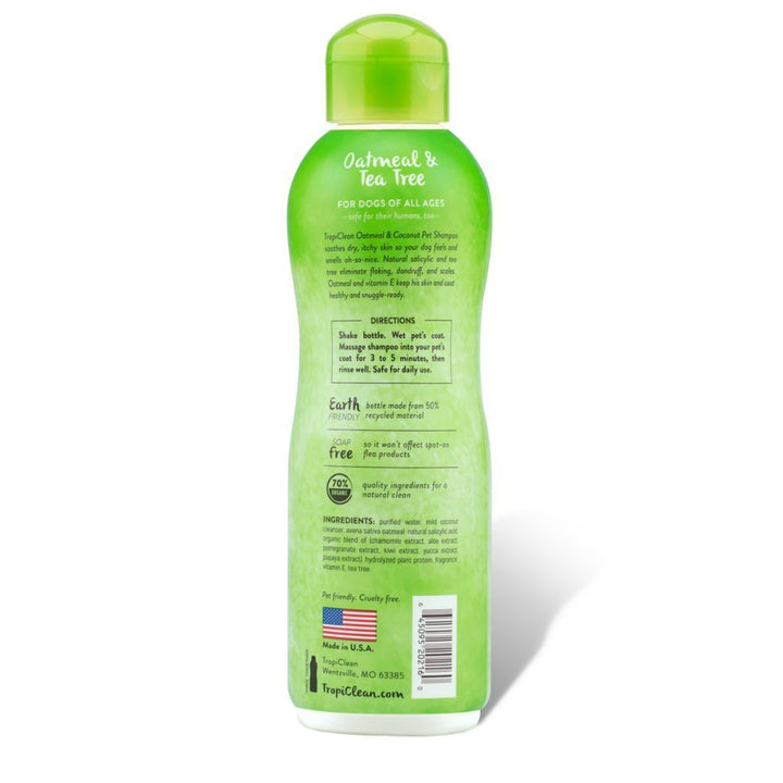 Tropiclean Oatmeal & Tea Tree Dog Shampoo, 12oz - Happy Hoomans
