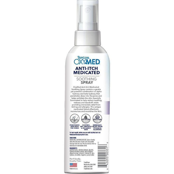 TropiClean OxyMed Anti-Itch Medicated Spray, 8 oz - Happy Hoomans