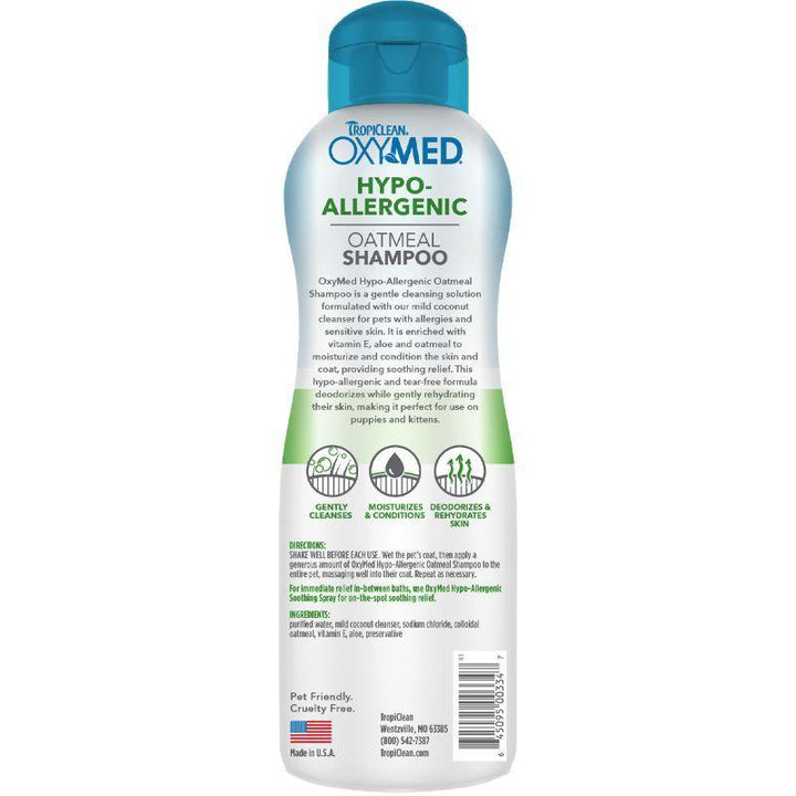 TropiClean OxyMed Hypoallergenic Shampoo, 20 oz - Happy Hoomans