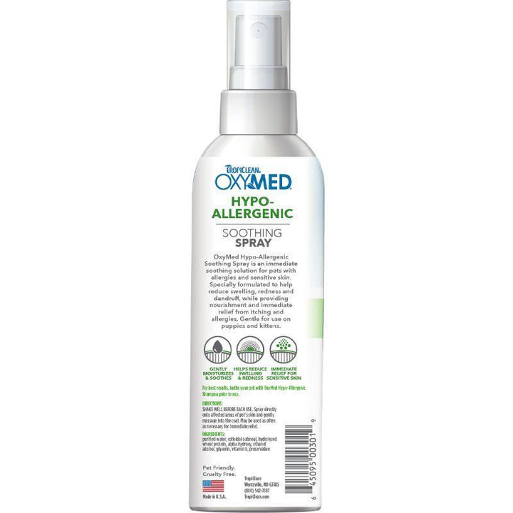 TropiClean OxyMed Hypoallergenic Soothing Spray, 8 oz - Happy Hoomans