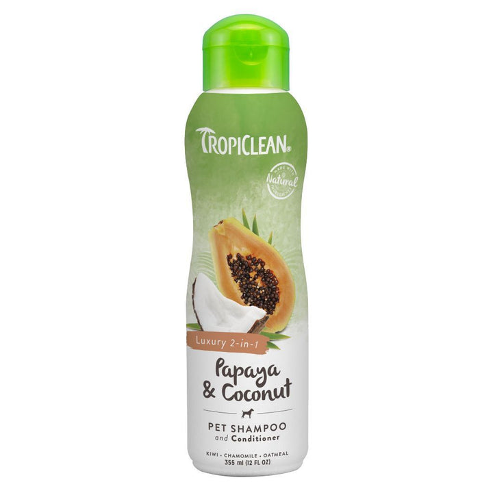 Tropiclean Papaya & Coconut 2-in-1 Pet Shampoo & Conditioner, 12oz - Happy Hoomans