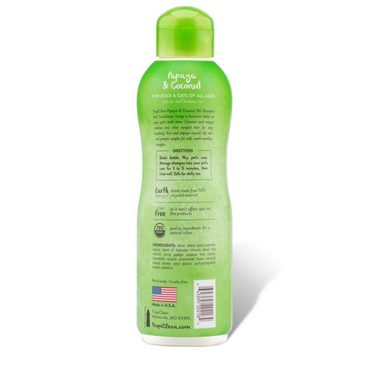 Tropiclean Papaya & Coconut 2-in-1 Pet Shampoo & Conditioner, 12oz - Happy Hoomans