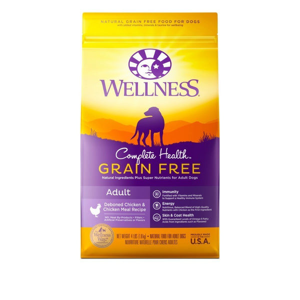 Wellness Complete Health Grain-Free Chicken Recipe Adult Dry Dog Food (2 Sizes) - Happy Hoomans