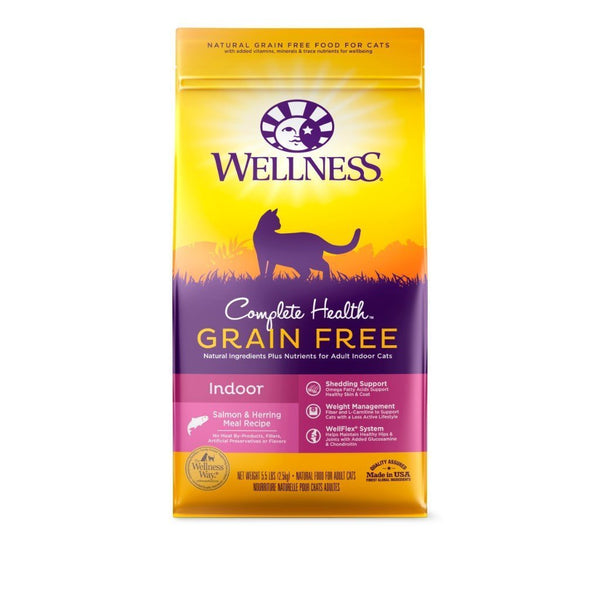 Wellness Complete Health Grain-Free Indoor Salmon & Herring Recipe Dry Cat Food (2 Sizes) - Happy Hoomans