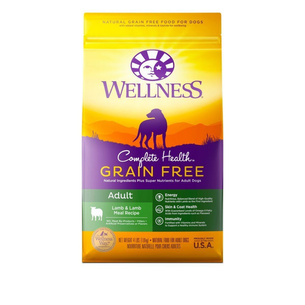 Wellness Complete Health Grain-Free Lamb Recipe Adult Dry Dog Food (3 Sizes) - Happy Hoomans