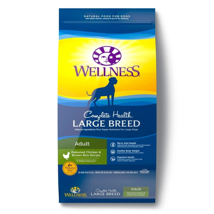 Wellness Complete Health Large Breed Adult Dry Dog Food, 13.6kg - Happy Hoomans