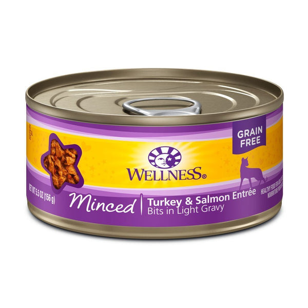 Wellness Complete Health Minced Turkey & Salmon Entrée Grain-Free Canned Cat Food, 5.5oz - Happy Hoomans