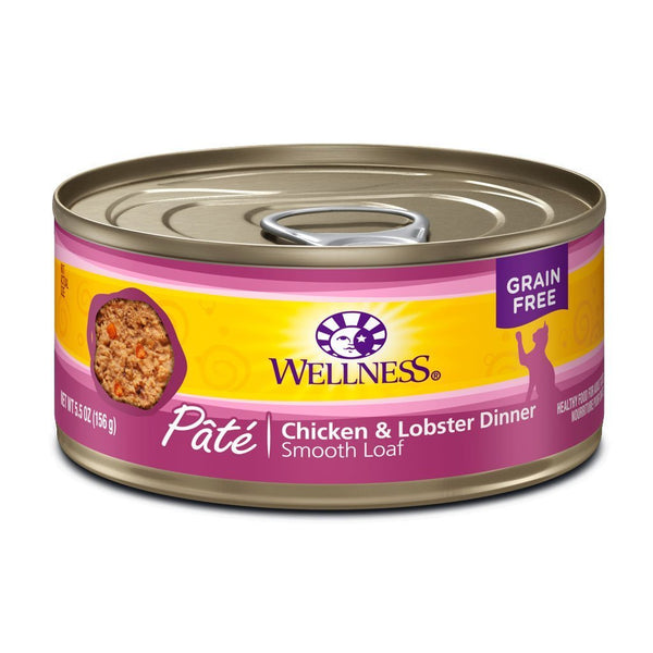 Wellness Complete Health Pâté Chicken & Lobster Dinner Grain-Free Canned Cat Food, 5.5oz - Happy Hoomans