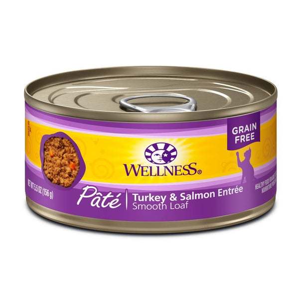 Wellness Complete Health Pâté Turkey & Salmon Entrée Grain-Free Canned Cat Food, 5.5oz - Happy Hoomans