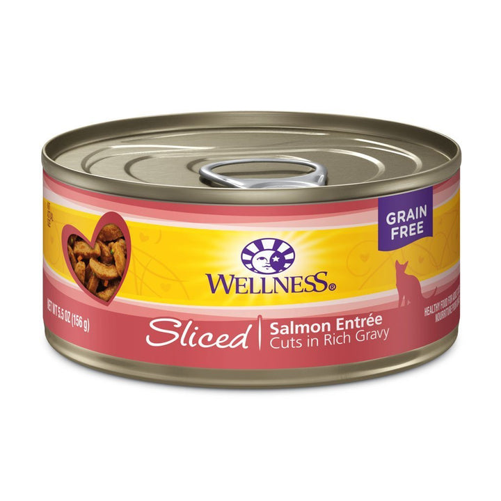 Wellness Complete Health Sliced Salmon Entrée Grain-Free Canned Cat Food, 5.5oz - Happy Hoomans