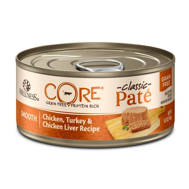 Wellness CORE Classic Pate Chicken, Turkey & Chicken Liver Canned Cat Food, 5.5oz - Happy Hoomans