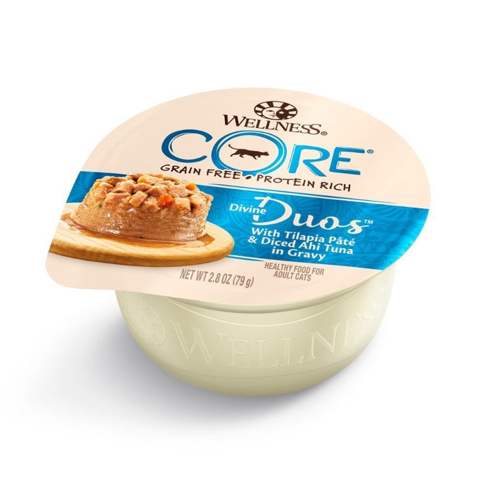 Wellness CORE Divine Duos Tilapia Pâté & Diced Ahi Tuna Grain-Free Canned Cat Food, 2.8oz - Happy Hoomans