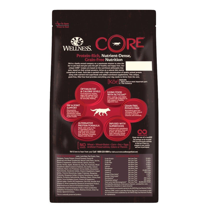Wellness Core Grain-Free Lamb Recipe Dry Dog Food (3 Sizes) - Happy Hoomans