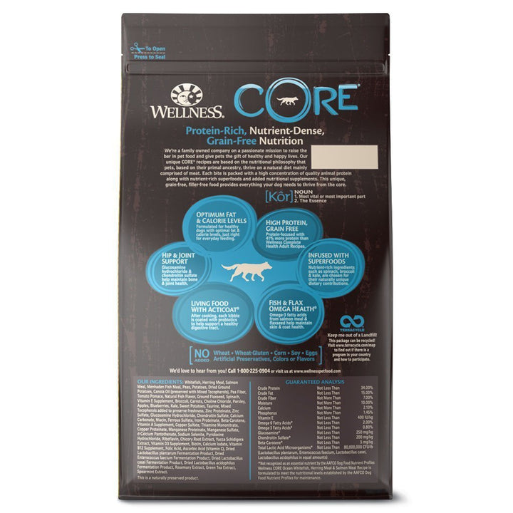 Wellness Core Grain-Free Ocean Recipe Dry Dog Food (3 Sizes) - Happy Hoomans