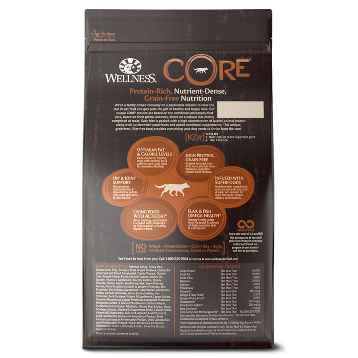 Wellness Core Grain-Free Original Recipe Dry Dog Food (3 Sizes) - Happy Hoomans