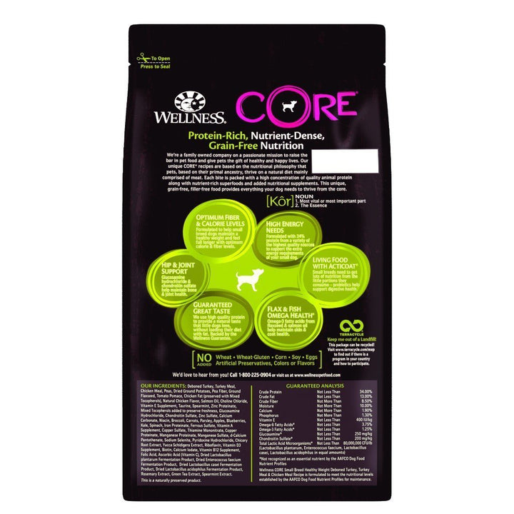 Wellness Core Grain-Free Small Breed Healthy Weight Recipe Dry Dog Food (2 Sizes) - Happy Hoomans