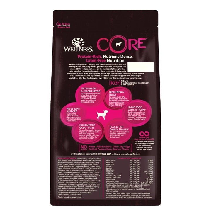 Wellness Core Grain-Free Small Breed Original Recipe Dry Dog Food (2 Sizes) - Happy Hoomans