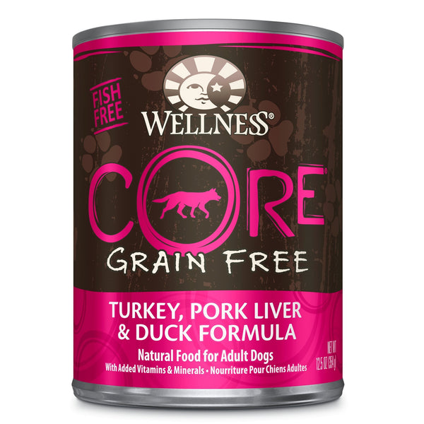 Wellness CORE Grain-Free Turkey, Pork Liver & Duck Recipe Canned Dog Food, 354g - Happy Hoomans