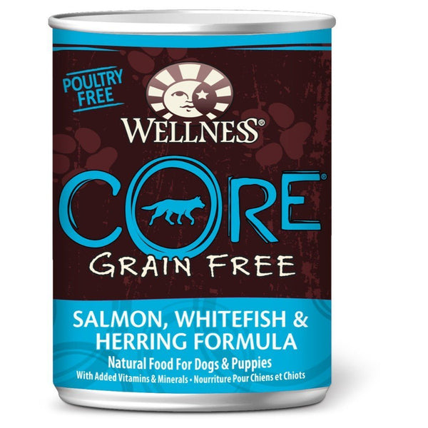 Wellness CORE Grain-Free Whitefish, Salmon & Herring Recipe Canned Dog Food (2 Sizes) - Happy Hoomans