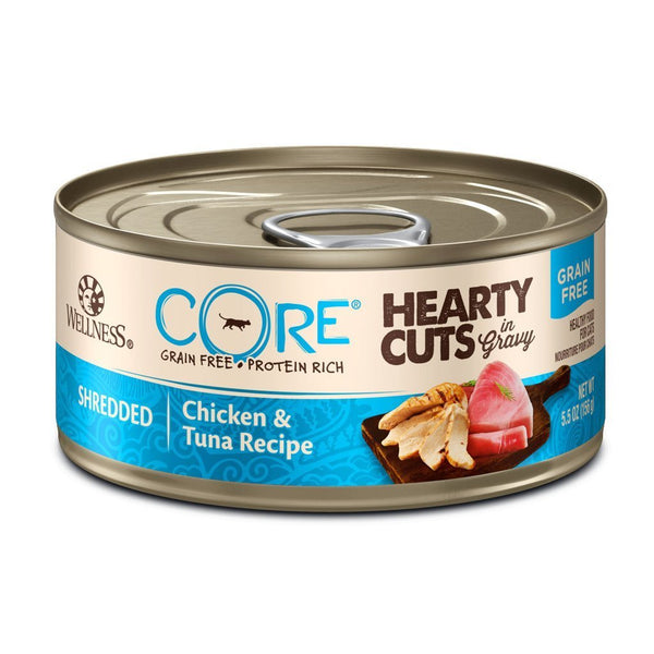 Wellness CORE Hearty Cuts Chicken & Tuna Grain-Free Canned Cat Food, 156g - Happy Hoomans