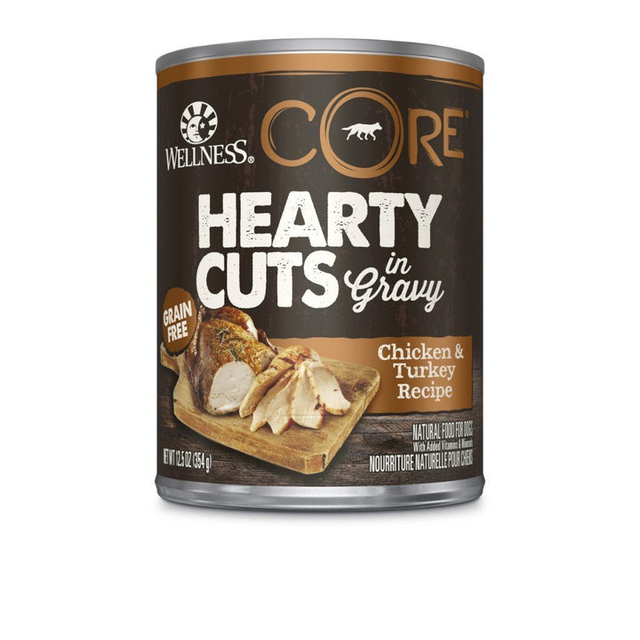 Wellness CORE Hearty Cuts in Gravy Chicken & Turkey Recipe Grain-Free Canned Dog Food, 354g - Happy Hoomans