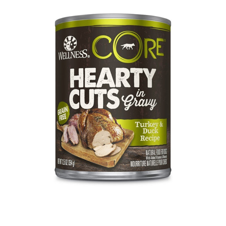 Wellness CORE Hearty Cuts in Gravy Turkey & Duck Recipe Grain-Free Canned Dog Food, 354g - Happy Hoomans