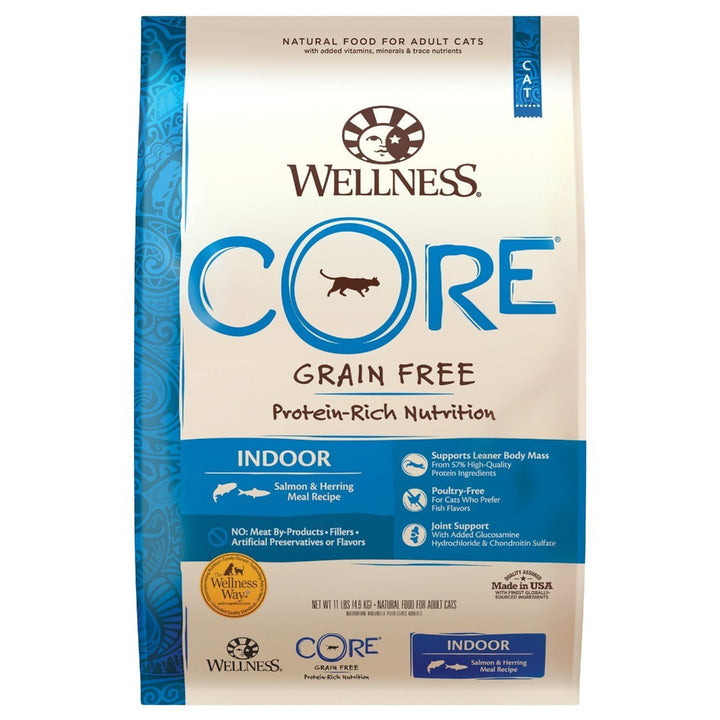 Wellness CORE Indoor Salmon & Herring Grain-Free Dry Cat Food (3 Sizes) - Happy Hoomans