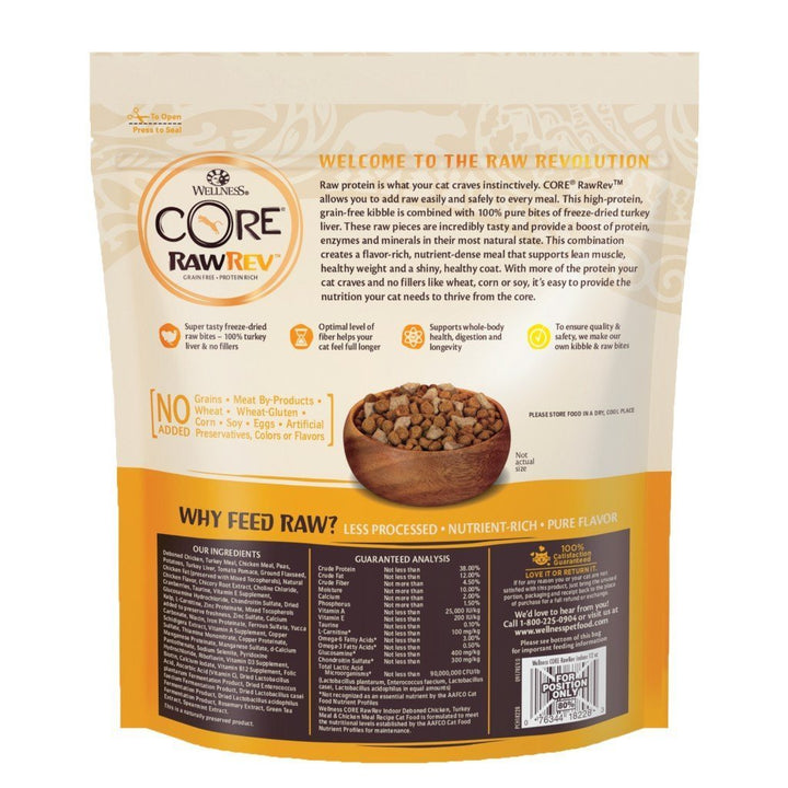 Wellness CORE RawRev Indoor + Freeze-Dried Raw Turkey Liver Grain-Free Dry Cat Food (3 Sizes) - Happy Hoomans