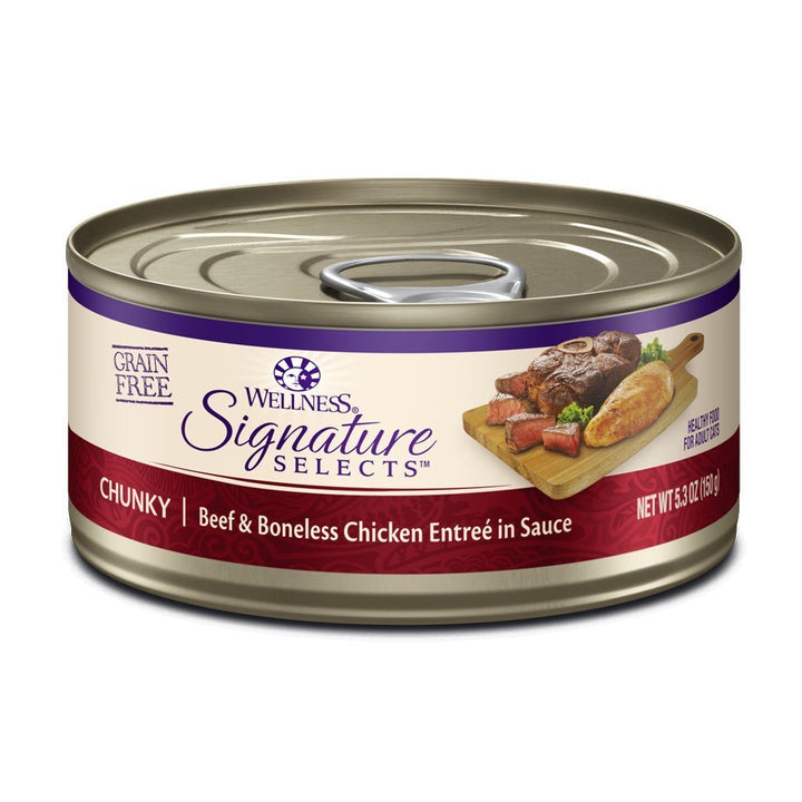Wellness CORE Signature Selects Chunky Beef & Chicken Grain-Free Canned Cat Food, 5.3oz - Happy Hoomans