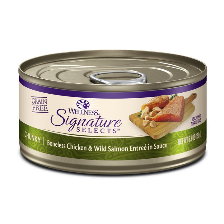 Wellness CORE Signature Selects Chunky Chicken & Salmon Grain-Free Canned Cat Food, 5.3oz - Happy Hoomans