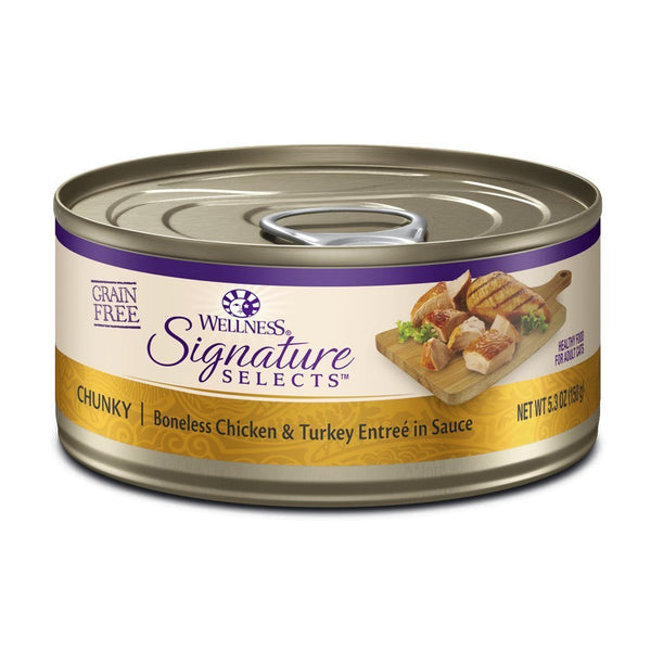Wellness CORE Signature Selects Chunky Chicken & Turkey Grain-Free Canned Cat Food, 5.3oz - Happy Hoomans