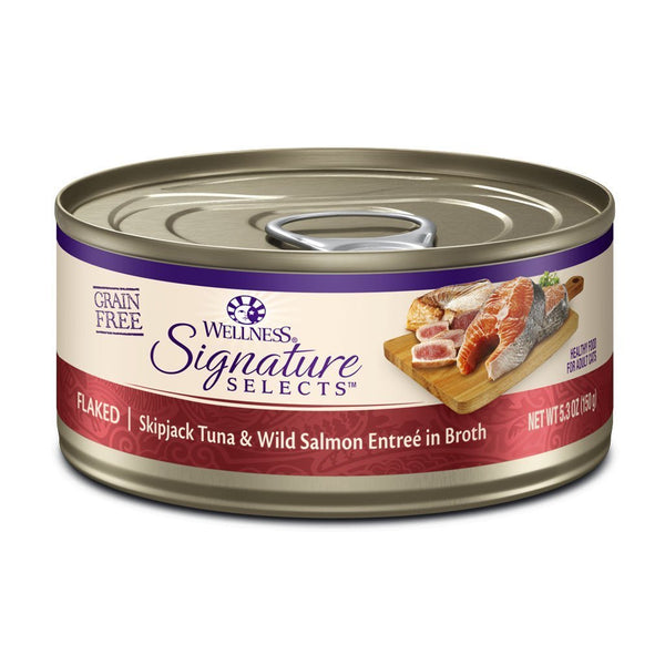 Wellness CORE Signature Selects Flaked Tuna & Salmon Grain-Free Canned Cat Food, 5.3oz - Happy Hoomans