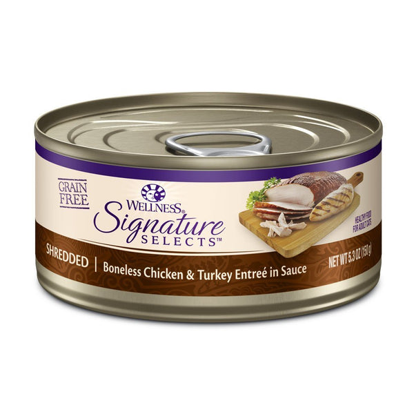 Wellness CORE Signature Selects Shredded Chicken & Turkey Grain-Free Canned Cat Food, 5.3oz - Happy Hoomans