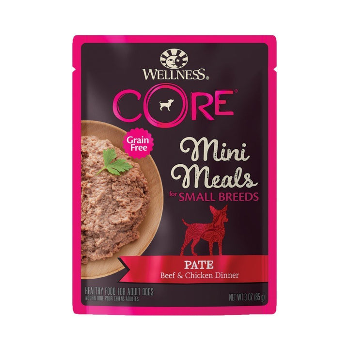 Wellness CORE Small Breed Mini Meals Pate Beef & Chicken Dinner Grain-Free Wet Dog Food, 85g - Happy Hoomans