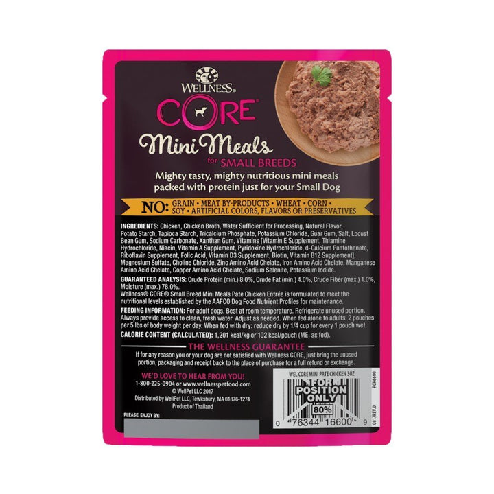 Wellness CORE Small Breed Mini Meals Pâté Chicken Entrée Grain-Free Wet Dog Food, 85g - Happy Hoomans