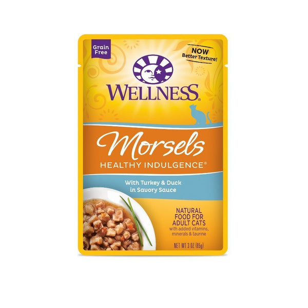 Wellness Healthy Indulgence Morsels Turkey & Duck Grain-Free Wet Cat Food, 3oz - Happy Hoomans
