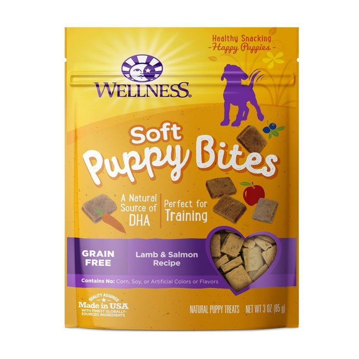 Wellness Puppy Bites Lamb & Salmon Grain-Free Soft Dog Treats, 85g - Happy Hoomans