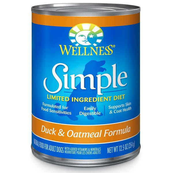 Wellness Simple Duck & Oatmeal Recipe Canned Dog Food, 354g - Happy Hoomans