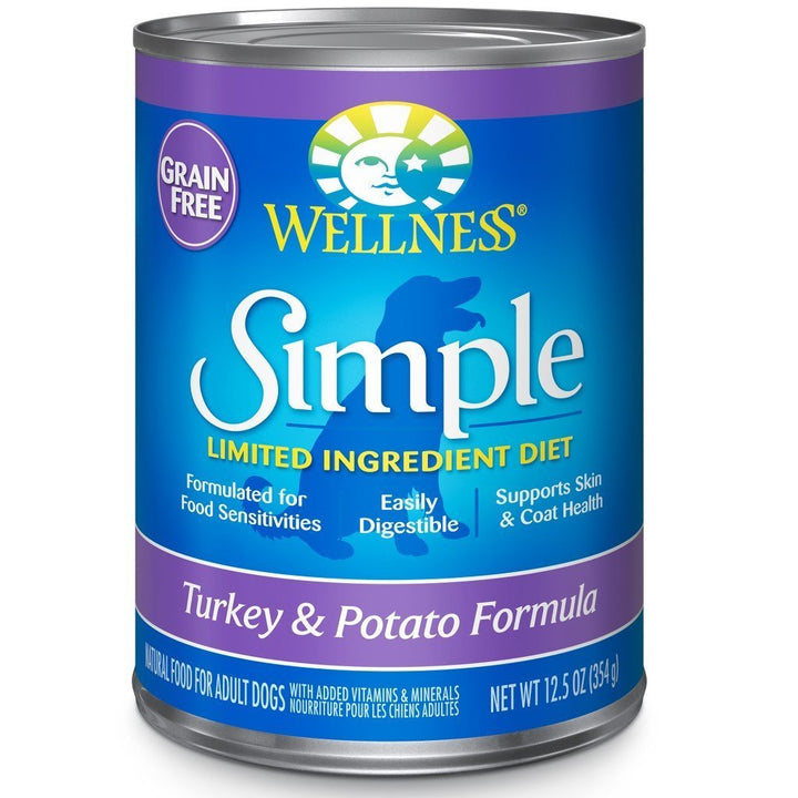 Wellness Simple Turkey & Potato Recipe Grain-Free Canned Dog Food, 354g - Happy Hoomans