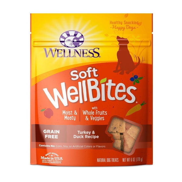 Wellness WellBites Turkey & Duck Grain-Free Soft Dog Treats, 170g - Happy Hoomans