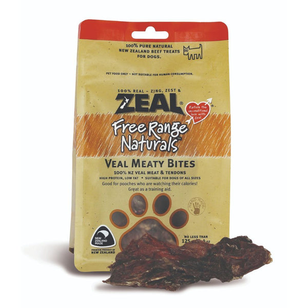 Zeal Free-Range Naturals Veal Meaty Bites Air-Dried Dog Treats, 125g - Happy Hoomans