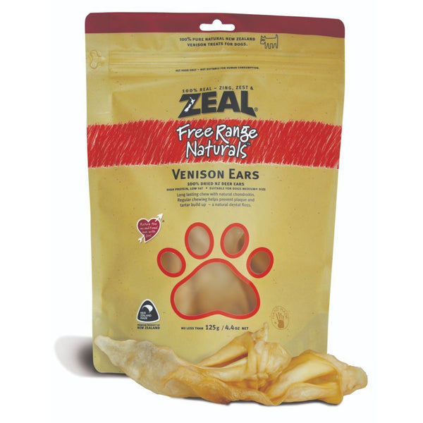 Zeal Free-Range Naturals Venison Ears Air-Dried Dog Treats, 125g - Happy Hoomans