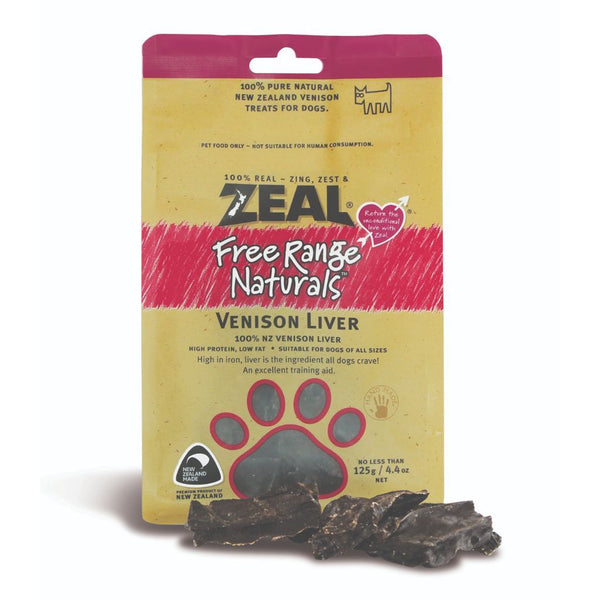 Zeal Free-Range Naturals Venison Liver Air-Dried Dog Treats, 125g - Happy Hoomans