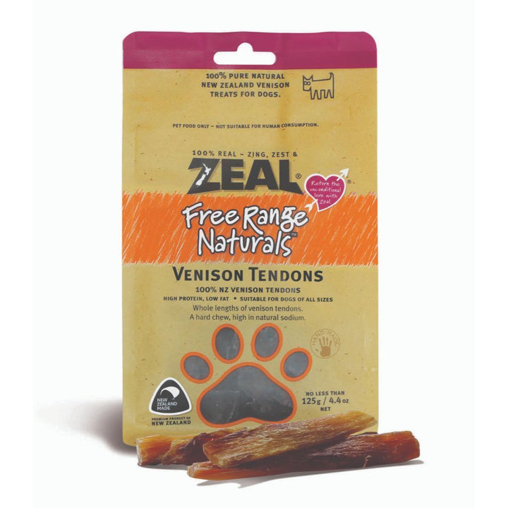 Zeal Free-Range Naturals Venison Tendons Air-Dried Dog Treats, 125g - Happy Hoomans
