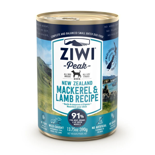 ZIWI Peak Mackerel & Lamb Recipe Wet Dog Food, 390g - Happy Hoomans
